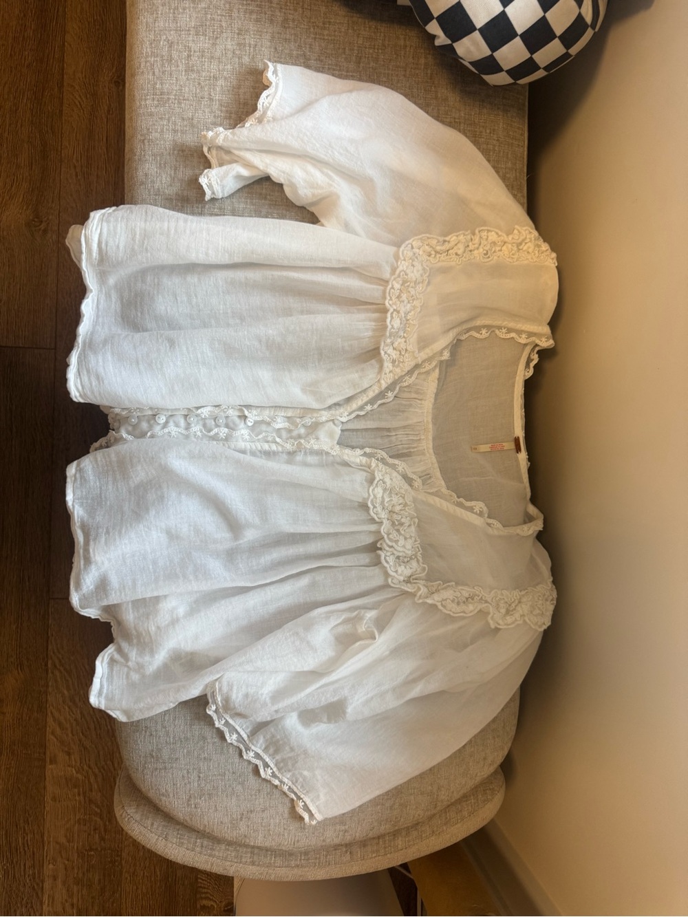 White Lace Trim Women's Blouse - Free People - Picture 4 of 5